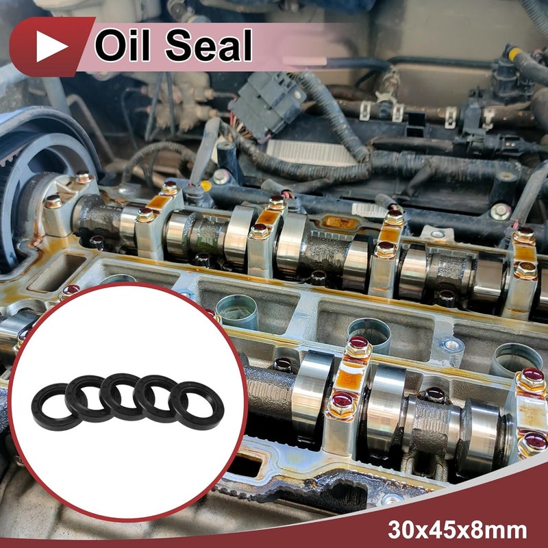 HEROFFIX 5 Pcs Rotary Shaft Seal High Pressure Oil Seal 30x45x8mm Black Nitrile 70 Durometer Rubber - Image 2